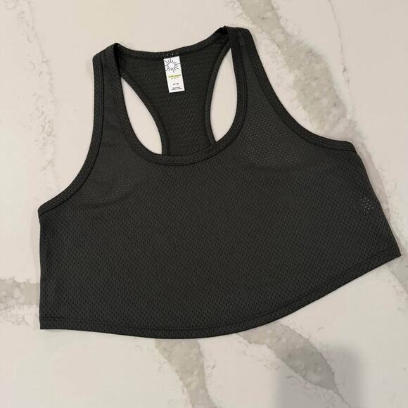 Offline by Aerie Cropped Mesh Racerback Tank Top Shirt Womens Medium Gray Muscle - Picture 1 of 6
